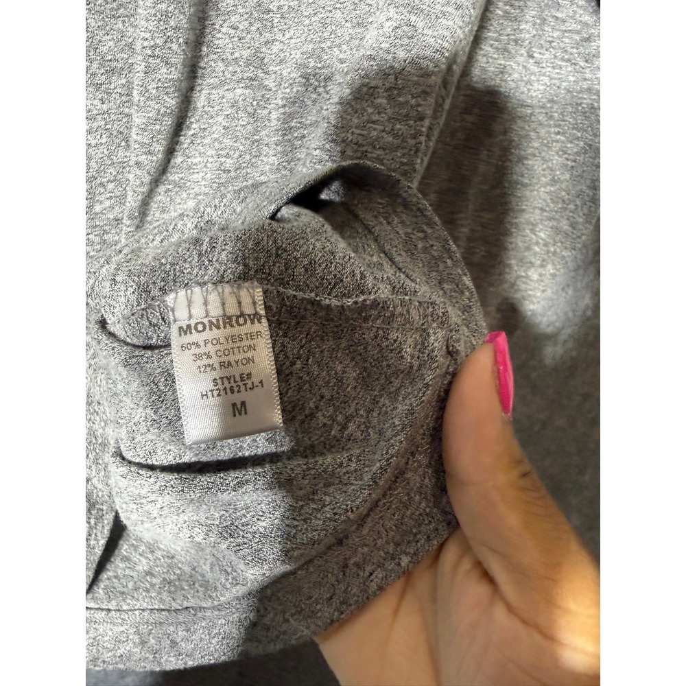 Monrow Classic Womens Long Sleeve Crew Neck Tee Heather Gray HT2162TJ-1 Size M - Picture 4 of 8